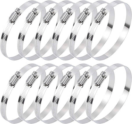 Хомут черв'ячний металевий 70-90мм, 25шт (антикорозійне покриття,розмір ключа 7мм, ширина стрічки 9мм), фото 1