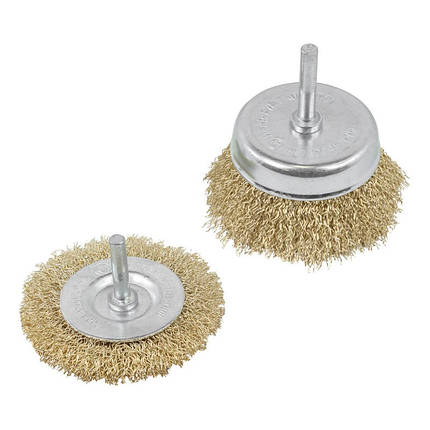 Набір кордщіток латунних комбінованих для дрилі, 2 предмети (75мм) Forsage F-BWS201, фото 1