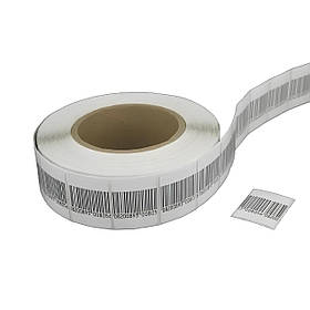 Антикражні РЧ-етикетки 40×40 мм штрихкод — деактивовані наклейки для радіочастотних систем, рулон 1000 шт