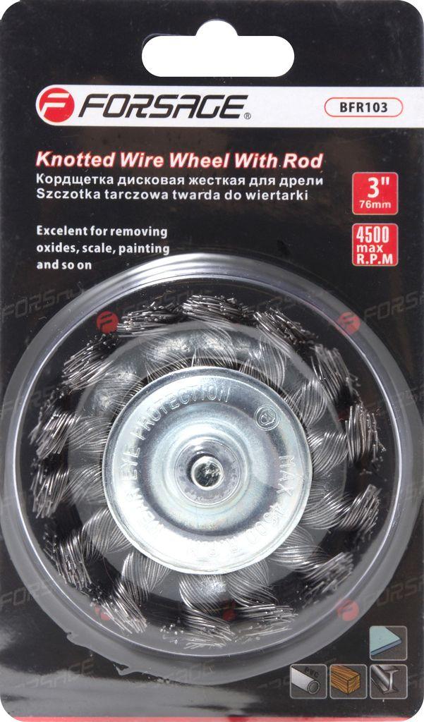 Кордщітка дискова стальна вита для дрелі 75мм, в блістері F-BFR103