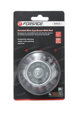 Кордщітка чашоподібна стальна вита для дрелі 75мм, в блістері F-BCR103, фото 1