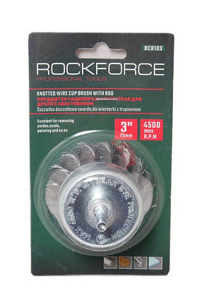 Кордщітка чашеподібна сталева кручена для дрилі 75мм, в блістері RF-BCR103, фото 2