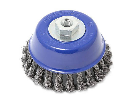 Кордщітка чашоподібна стальна вита для ВШМ 125мм, в блістері F-BWC105, фото 1