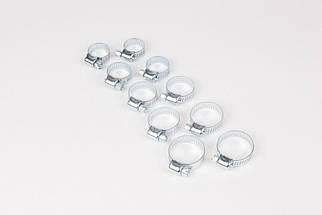 Набір хомутів черв'ячних 10 пр.(10-18х2шт,12-20х2шт,14-23х2шт,15-25х2шт,16-27ммх2шт) P002K, фото 4