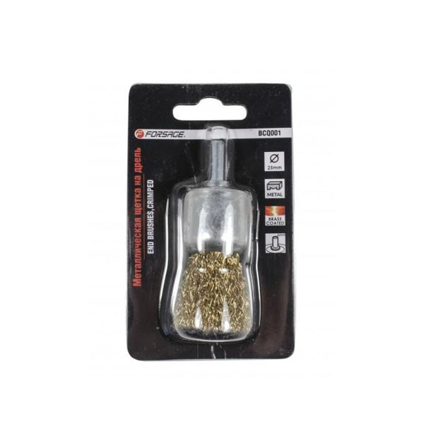 Кордщетка чашоподібна латунна для дриля 25мм Forsage F-BCQ001