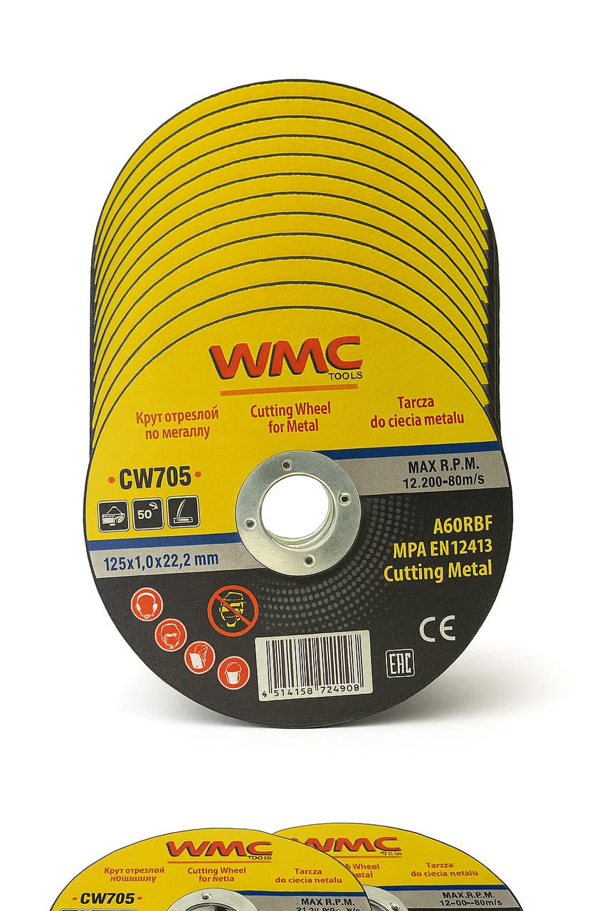 Набір кругів відрізних по металу 125x1.0x22.2мм (10шт) WMC TOOLS WT-CW705(10)