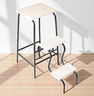 Стілець стрем'янка 65 см каркас графіт з білими сходами на три щаблі для дому та дачі Molla Max