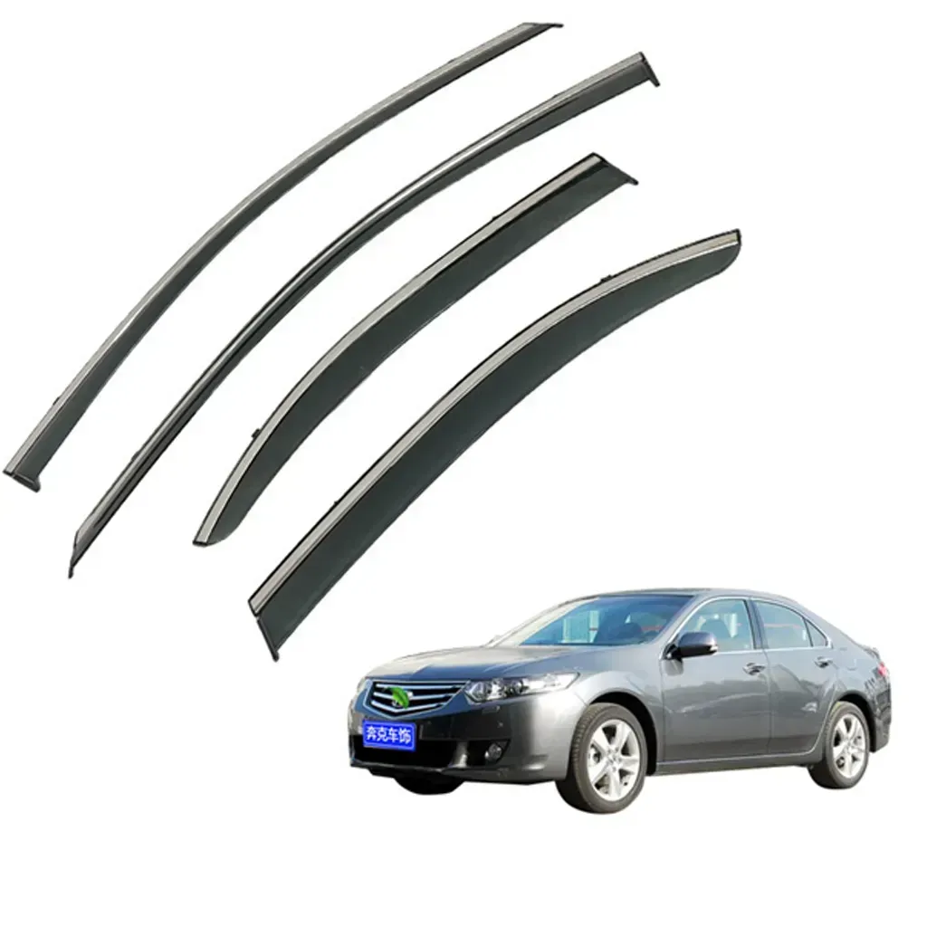 Дефлектори вікон HAWK на Acura TSX 2009-2014 Вітровики з хром-смужкою Хавк на Акура ТСХ, фото 1
