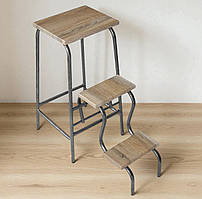 Складаний стілець-стрем'янка каркас графіт зі ступенями дуб сонома на три сходинки Molla Max