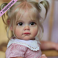 Реборн дівчинка Реалістична Лялька Силіконова з одягом та аксесуарами 55 см Reborn baby doll можна купати
