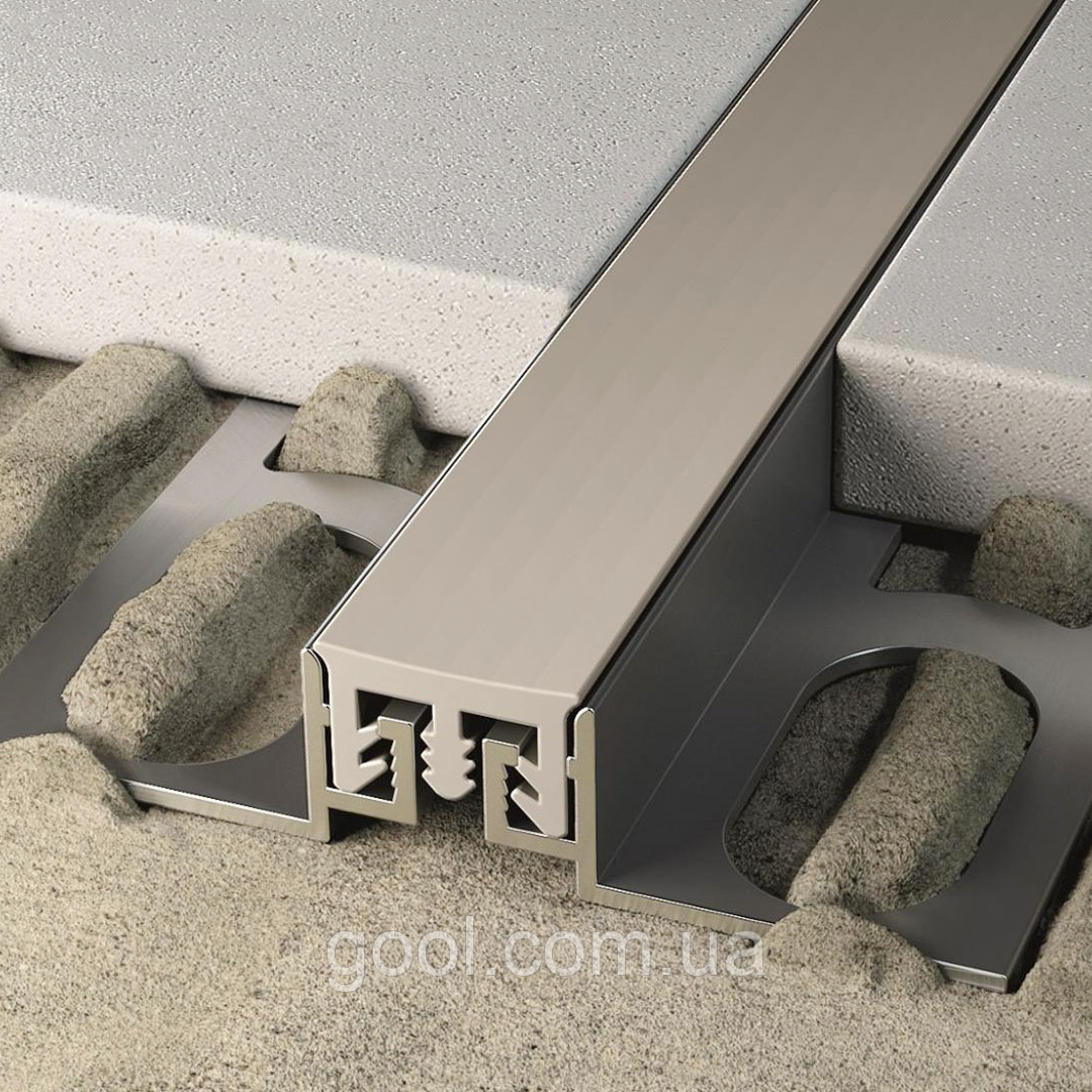 Деформаційний алюмінієвий профіль для плитки висотою до 10мм з еластичною вставкою шириною 15мм з вінілової смоли сірий RAL7035, фото 1