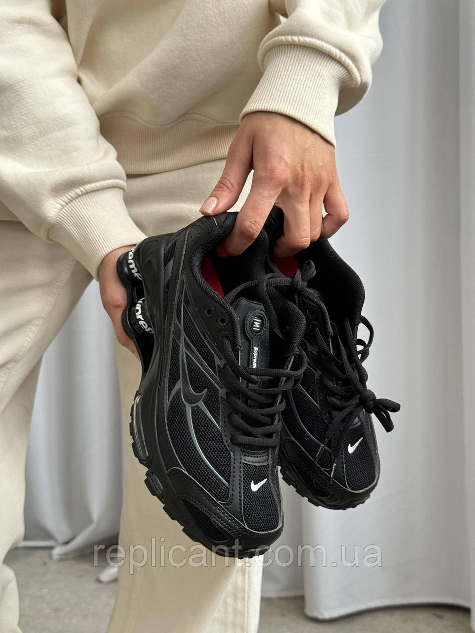 Мужские кроссовки Nike x Supreme Shox Ride 2 Black чоловічі кросівки Nike, фото 1