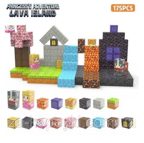 Магнітний конструктор Майнкрафт Сакура Minecraft My World 6681 175 шт, фото 1