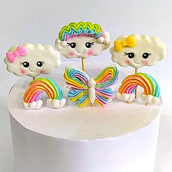 Цукрова прикраса для торта Веселі хмарки