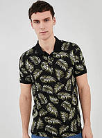Чорне чоловіче поло LC Waikiki/Лс Вайкікі з листяним принтом. фірмова Туреччина