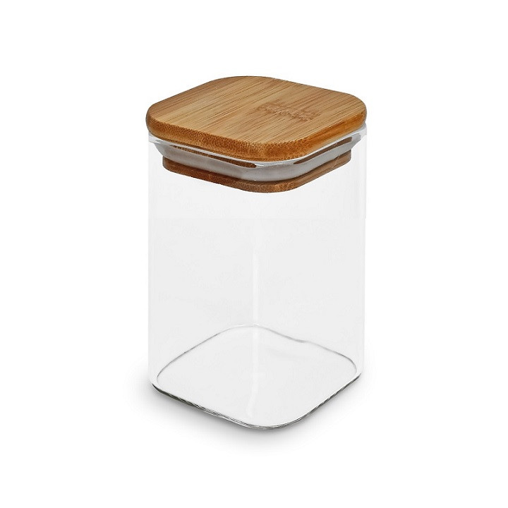 Банка з бамбуковою кришкою Stenson Cube 230 мл 6х8 см R10908-8, фото 1