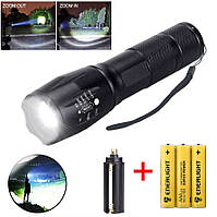 Мощный Телескопический тактический Фонарик 5 в 1 с белым светом / LED фонарь + 3 батарейки AAA