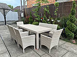 Набір З Техноротангу 5 Крісел +Диван +стіл Колір Айворі, фото 8