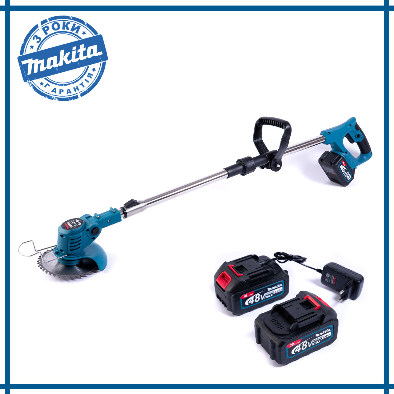 Тример акумуляторний Makita UR156DWAE (48V, 6 Ah) Коса садова з 2 АКБ Макіта bs