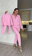 Детский прогулочный костюм двойка: кофта и брюки для девочки микровельвет