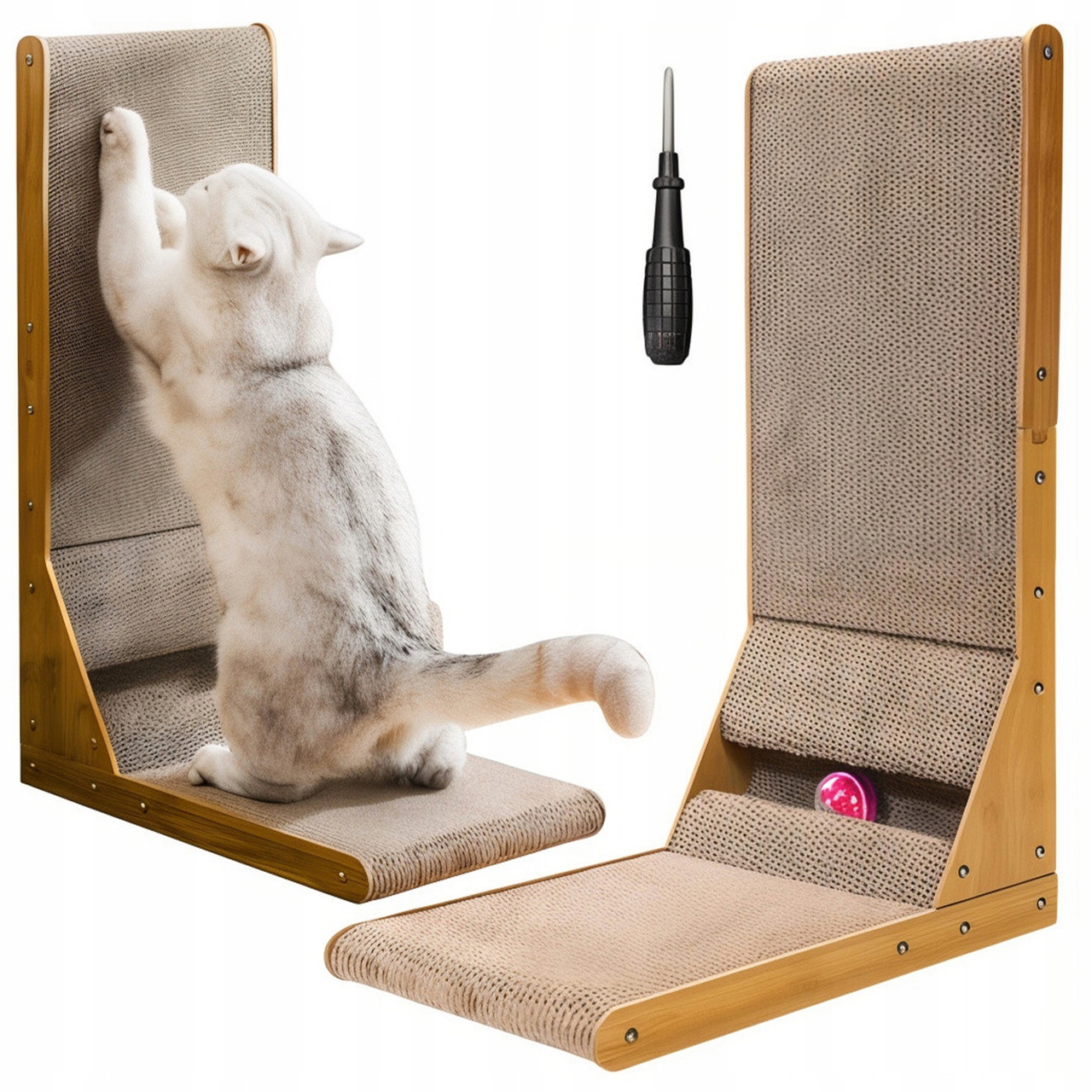 Когтеточка Purlov 22008 — углова 2в1, м’ята, м’ячик, фото 1