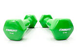 Гантель для фітнесу EasyFit EF-0010-G, вінілова, шестикутна, 1 кг, Зелена (1 шт.), фото 2