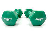 Гантель для фітнесу EasyFit EF-0040-G, вінілова, шестикутна, 4 кг, Зелена (1 шт.), фото 2