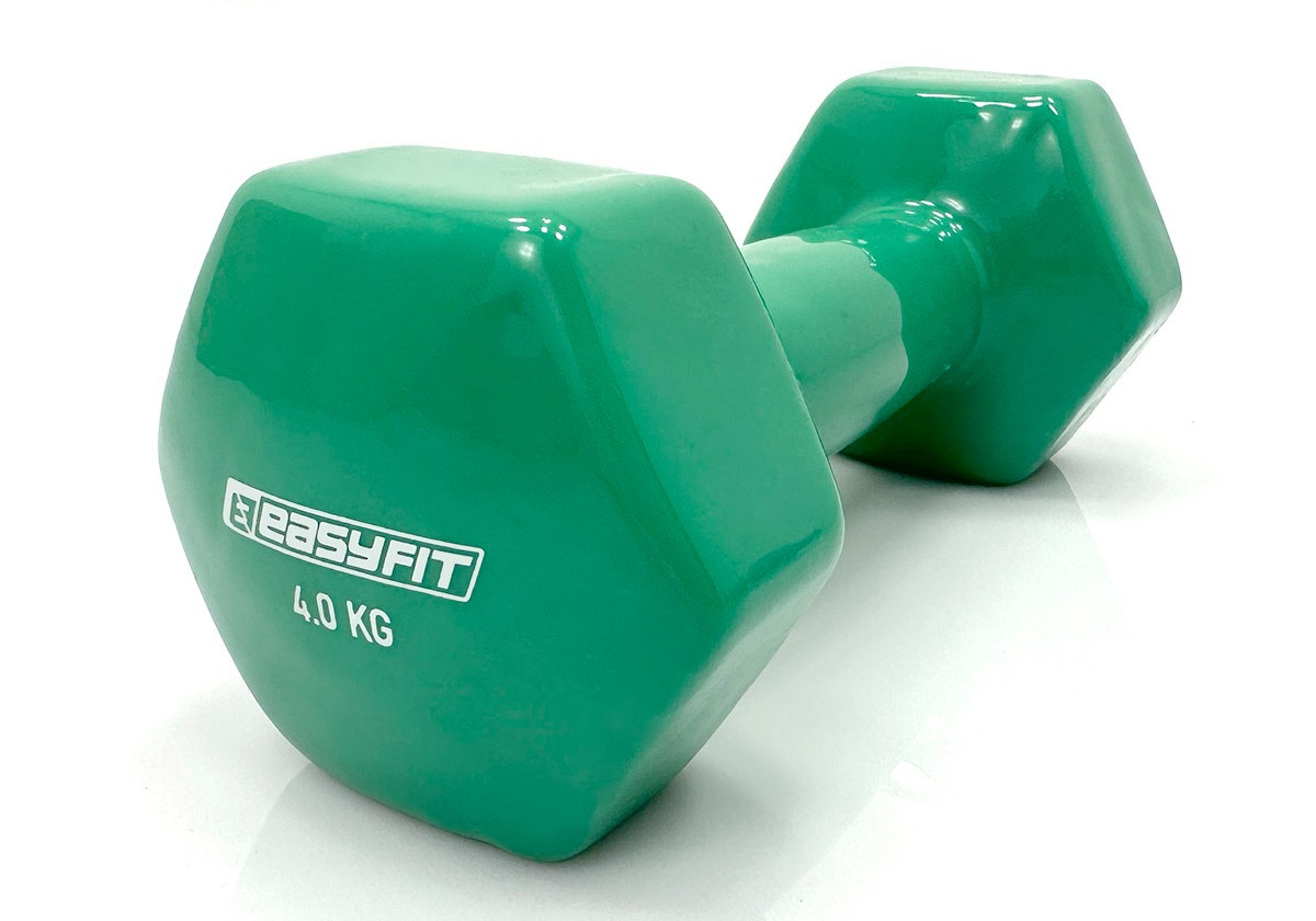 Гантель для фітнесу EasyFit EF-0040-G, вінілова, шестикутна, 4 кг, Зелена (1 шт.), фото 1