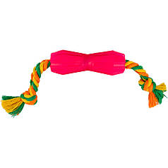 AGILITY гантель іграшка для собак на канаті рожева 12см