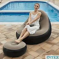 Крісло надувне Intex Надувні вироби Надувний диван із пуфом Air Sofa Надувне 99х130х76 см (Надувні крісла для дому)