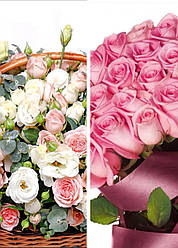 Подарункові паперові пакети ПЛЯШКА 12*9*36 см Квіти