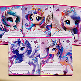 Зошит шкільний в косу лінію 12 аркушів Лідер, Королівські єдинороги