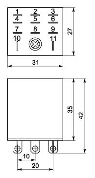 Габаритные размеры реле REK77-3