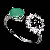 Каблучка. Натуральний смарагд і шпінель. Срібло 925., фото 3