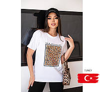 Жіноча футболка з леопардовим принтом "Jungle" оптом | Норма і батал