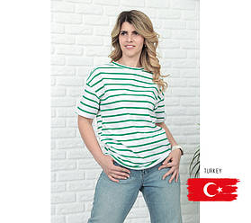 Подовжена футболка в смужку "Modis" оптом | Батал