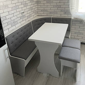 Куток Сімейний зі столом та 2 табуретки 114х154 см Тканина / Білий