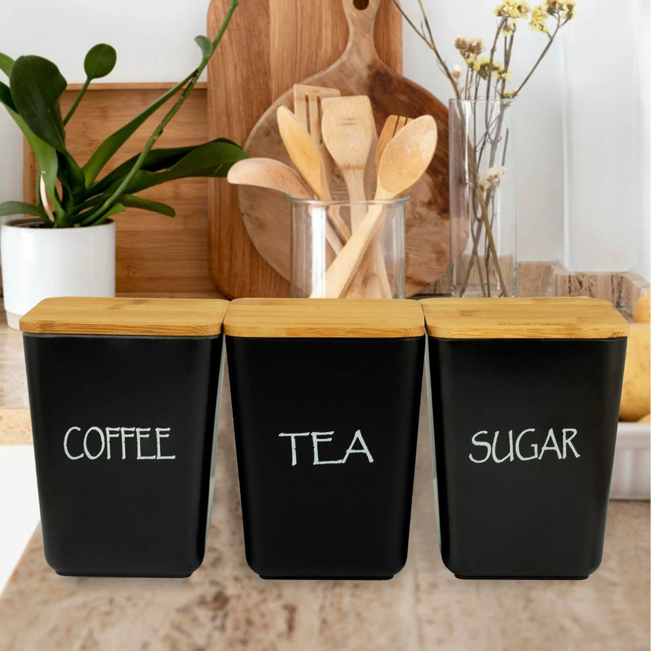 Набір контейнерів 3 шт з кришкою чорний 11×11×10.6 см Kamille