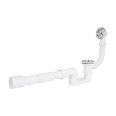 Сифон для ванни Lidz LSW05 випуск 70 мм, плоский, без ревізії, із пробкою на ланцюгу (вихід гофра 40/50мм)