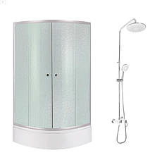 Комплект для душевої Latwa: Душева кабіна LLSC9090SATMIDFR2SET+Душева система на 3 споживача LDLAT1030WHI45427