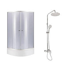 Комплект для душевої Latwa: Душева кабіна LLSC9090SATMIDGR2SET+Душева система на 3 споживача LDLAT1030CRM45417