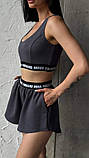 Літній спортивний костюм жіночий сірий — топ і шорти, модний жіночий костюмчик 42-44, фото 3