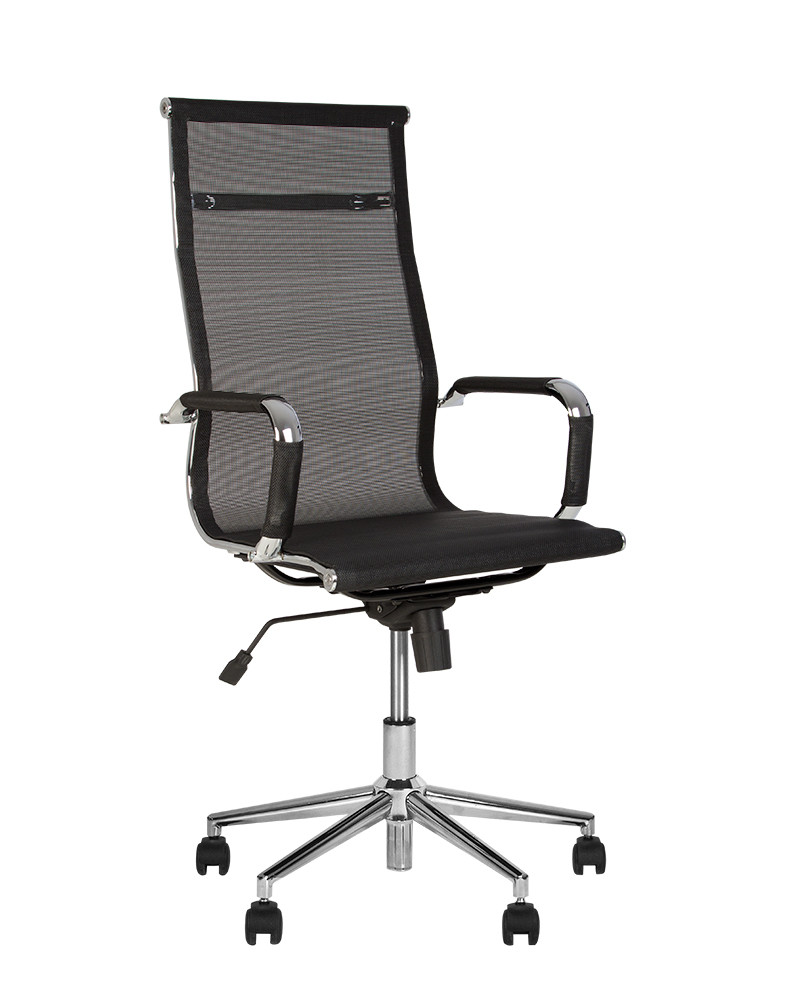Крісло офісне Slim HB net tilt CHR64 сітка чорна (Новий Стиль ТМ)