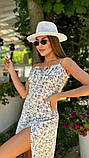 Літня жіноча сукня на бретелях з розрізом "Белла" у квіточку - сарафан білий УкраїнаS-M, фото 2