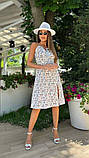 Літня жіноча сукня на бретелях з розрізом "Белла" у квіточку - сарафан білий УкраїнаS-M, фото 3