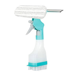 Універсальна щітка для прибирання будинку 4 в 1 — для миття вікон, плитки, скла та дзеркал з розпилювачем і мікрофібри