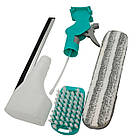 Універсальна щітка для прибирання будинку 4 в 1 — для миття вікон, плитки, скла та дзеркал з розпилювачем і мікрофібри, фото 2