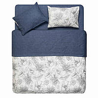 ARDESTO КПБ 1.5сп Gloria, підковдра 160х220см, простирадло 160х220см, наволочки (2) 50х70см, 100% бавовна, сатин, півонії, синій