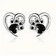 Сережки-гвоздики сріблясті півсерце з чорною котячою лапкою 1.3 см IgnisFlos892, фото 2