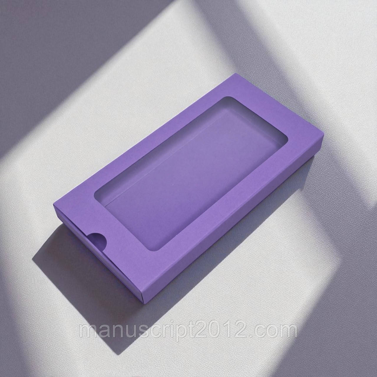 Коробка-футляр  для шоколаду з вікном (160х80х15мм.) лавандова